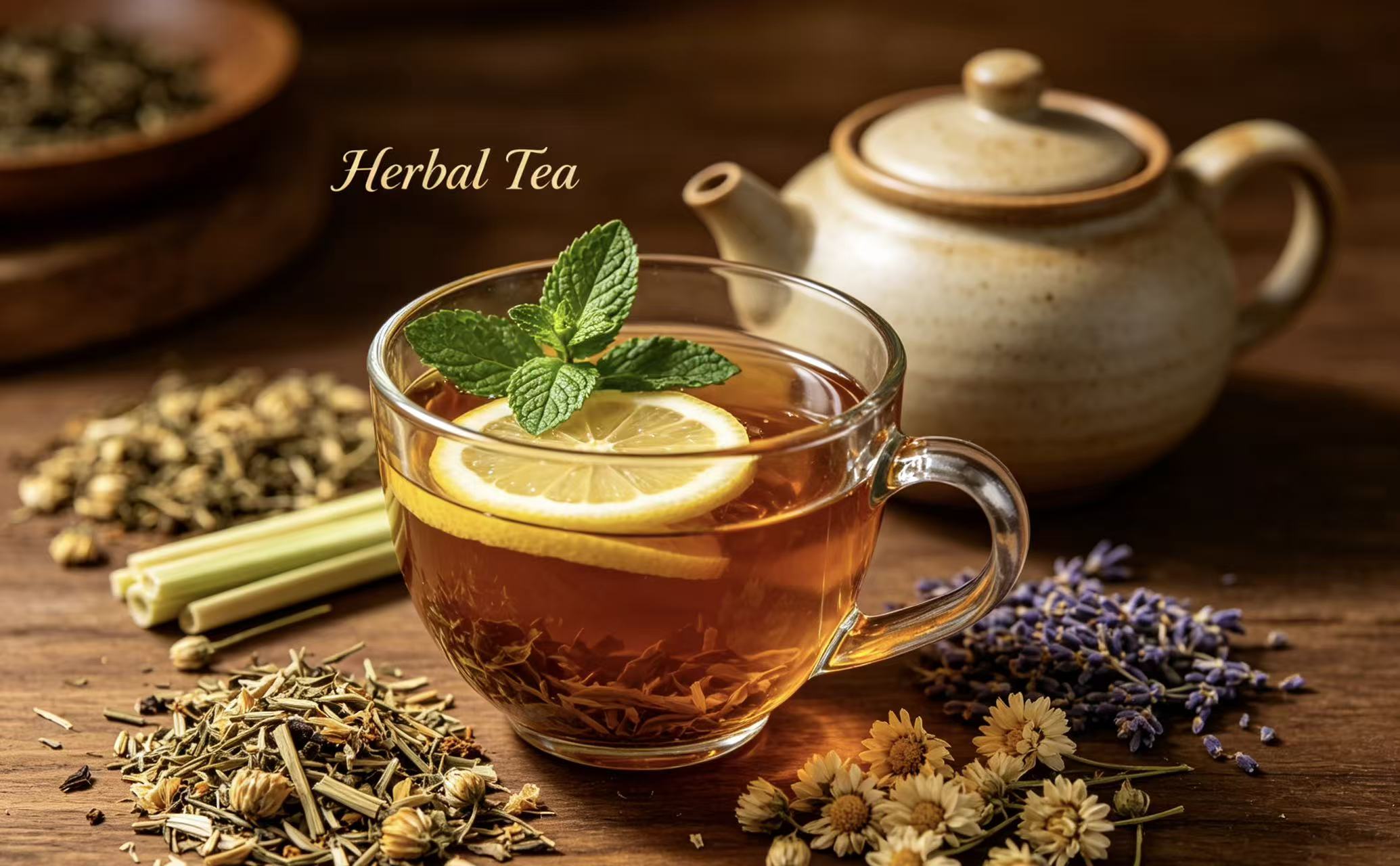 Herbal tea with dried flowers and botanicals for private label blends