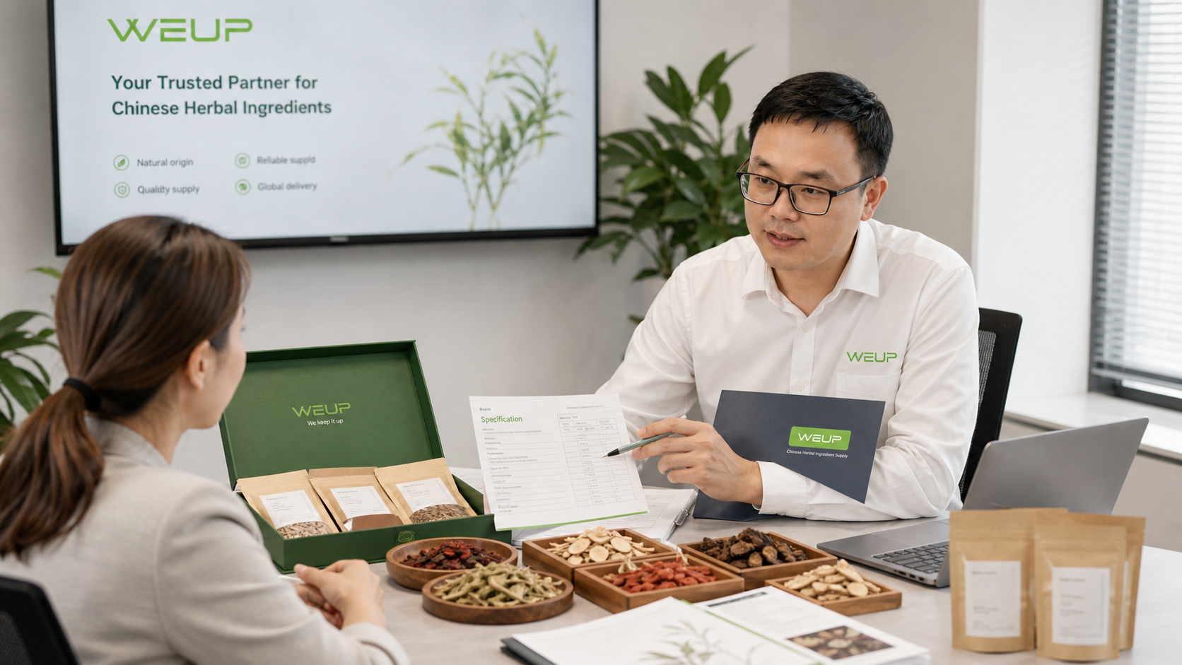WEUP team reviewing herbal ingredient inquiry details