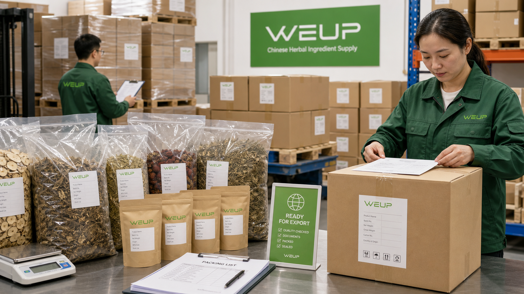 WEUP export packing and warehouse preparation